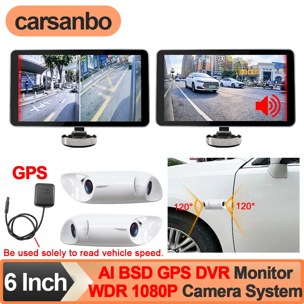 Carsanbo 6 Inch Car DVR Monitor with AI BSD Blind Spot Alarm GPS Sound Reminder, AHD 1080P WDR L & R Side View Camera Dual Lens
Carsanbo 6 Inch Car DVR Monitor with AI BSD Blind Spot Alarm GPS Sound Reminder, AHD 1080P WDR L & R Side View Camera Dual Lens