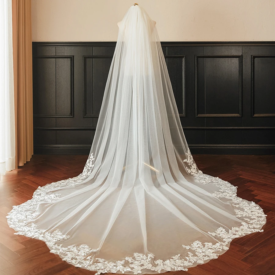 Hot Sell White Ivory Floral Lace Cathedral Wedding Veil 2026 1 Tier Bridal Veils Appliqued Cathedral Wedding Accessorie
Hot Sell White Ivory Floral Lace Cathedral Wedding Veil 2026 1 Tier Bridal Veils Appliqued Cathedral Wedding Accessorie