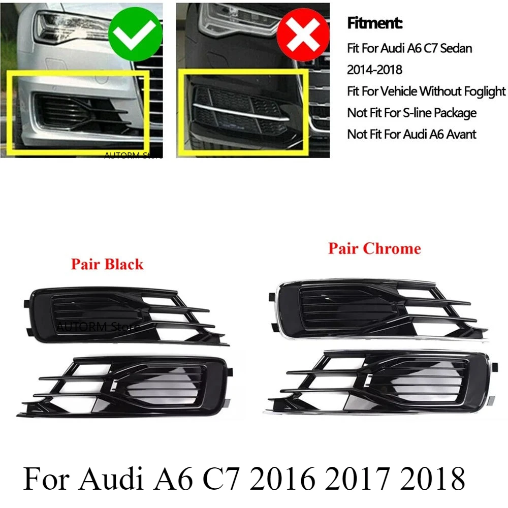 Pair Front Bumper Fog Light Grille Cover 4G0807682AD,4G0807648T For Audi A6 C7 2016 2017 2018 Front Grille Grill Replacement
Pair Front Bumper Fog Light Grille Cover 4G0807682AD,4G0807648T For Audi A6 C7 2016 2017 2018 Front Grille Grill Replacement