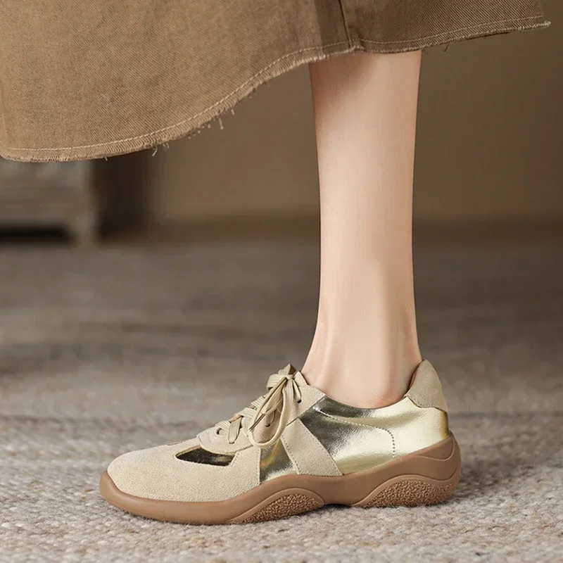 NEW Autumn Women Shoes Split Leather Shoes for Women Round Toe Thick Heel Shoes Mixed Colors Lace-up Sneakers German Trainer
NEW Autumn Women Shoes Split Leather Shoes for Women Round Toe Thick Heel Shoes Mixed Colors Lace-up Sneakers German Trainer
