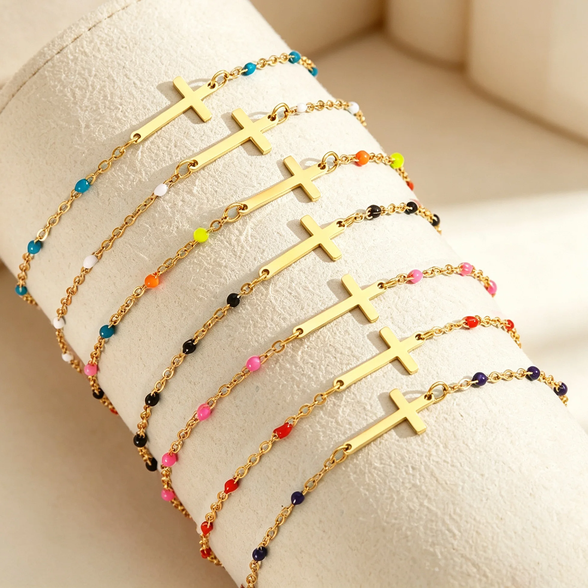 Boho Colorful Drip Oil Bead Cross Bracelets For Women Stainless Steel Minimalist Thin Chains Daily Wear Waterproof Jewelry Gifts
Boho Colorful Drip Oil Bead Cross Bracelets For Women Stainless Steel Minimalist Thin Chains Daily Wear Waterproof Jewelry Gifts