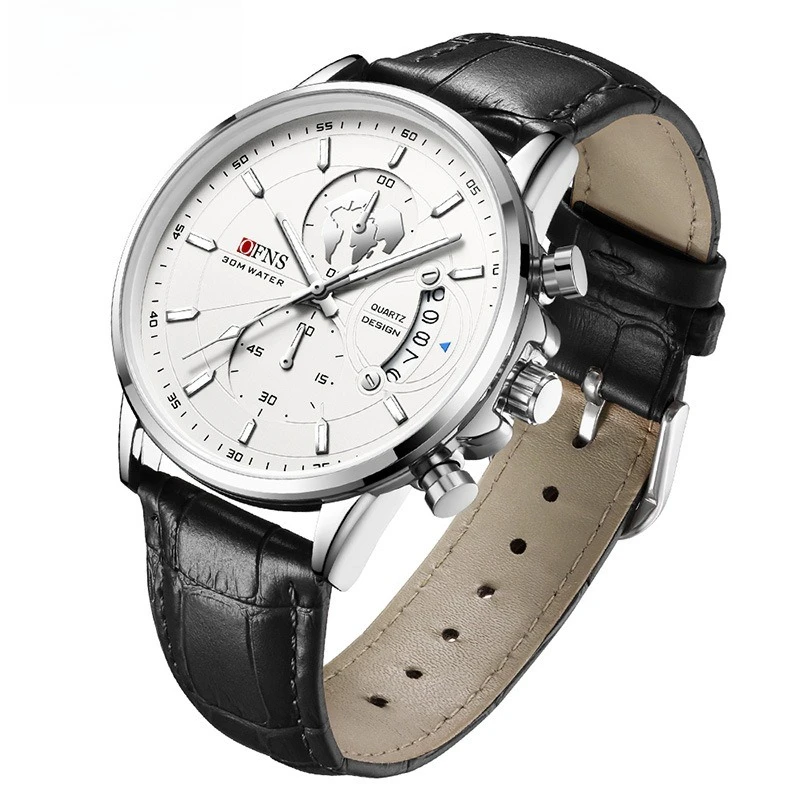 Fashion Ofns Men's Waterproof Luminous Quartz Chronograph Watches Genuine Leather Strap Dress World Map Wristwatch For Business
Fashion Ofns Men's Waterproof Luminous Quartz Chronograph Watches Genuine Leather Strap Dress World Map Wristwatch For Business