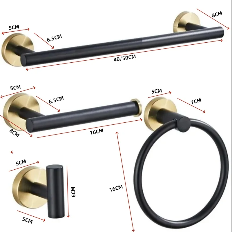 Black/Gold Bathroom Hardware Set with Robe Hook Towel Pole Rack Shelf Tissue Paper Holder Stainless Steel Bathroom Accessories
Black/Gold Bathroom Hardware Set with Robe Hook Towel Pole Rack Shelf Tissue Paper Holder Stainless Steel Bathroom Accessories