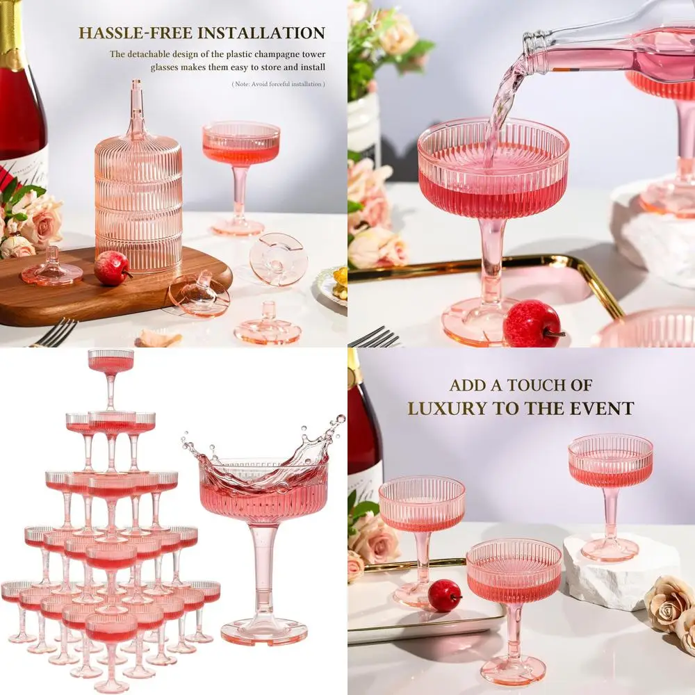 Set of 35 7oz Pink Plastic Champagne Flutes with Veil Stripes for Weddings, Celebrations, and Birthdays
Set of 35 7oz Pink Plastic Champagne Flutes with Veil Stripes for Weddings, Celebrations, and Birthdays