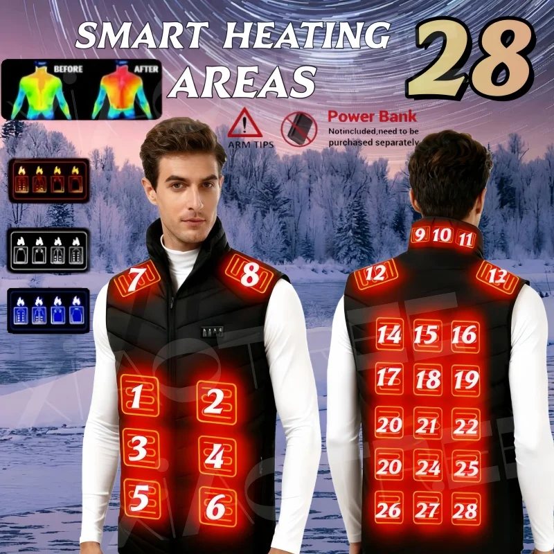 28 HEATING ZONES Heated Vest Unisex Men Women Heated Jacket Winter Usb Self Heating Thermal Vest Heating Down Jacket Outdoor
28 HEATING ZONES Heated Vest Unisex Men Women Heated Jacket Winter Usb Self Heating Thermal Vest Heating Down Jacket Outdoor