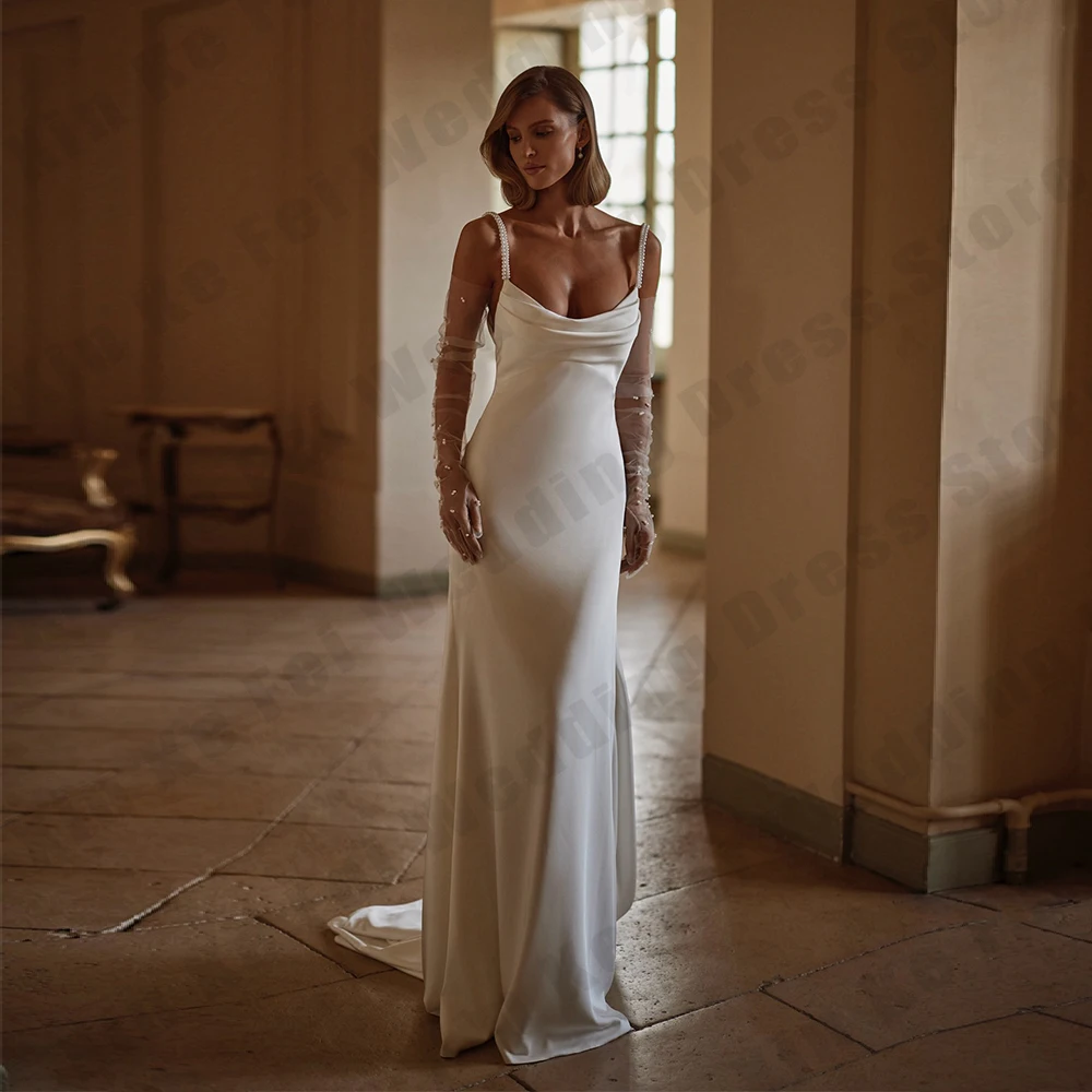 Simple Women's Bridal Gowns Sexy Off Shoulder Sleeveless Mermaid Princess Wedding Dresses Welcoming Guests Dress Customized Robe
Simple Women's Bridal Gowns Sexy Off Shoulder Sleeveless Mermaid Princess Wedding Dresses Welcoming Guests Dress Customized Robe