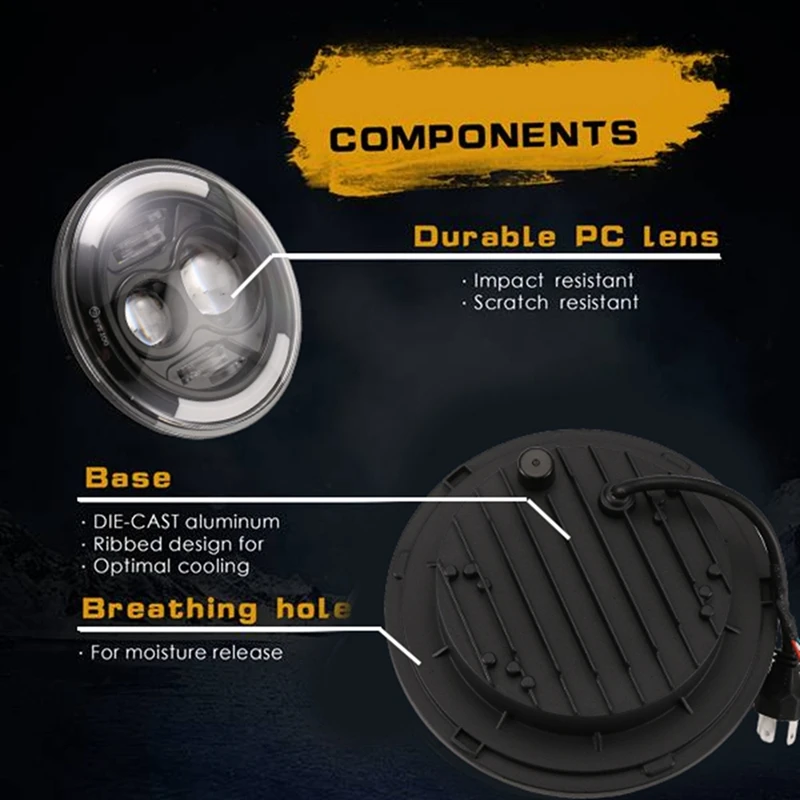 M0t-r7 Inch LED Headlight Round 200W Halo Angle Eyes DRL Running Lamp for Jeep Wrangler JK LJ TJ CJ 1997-2018
M0t-r7 Inch LED Headlight Round 200W Halo Angle Eyes DRL Running Lamp for Jeep Wrangler JK LJ TJ CJ 1997-2018