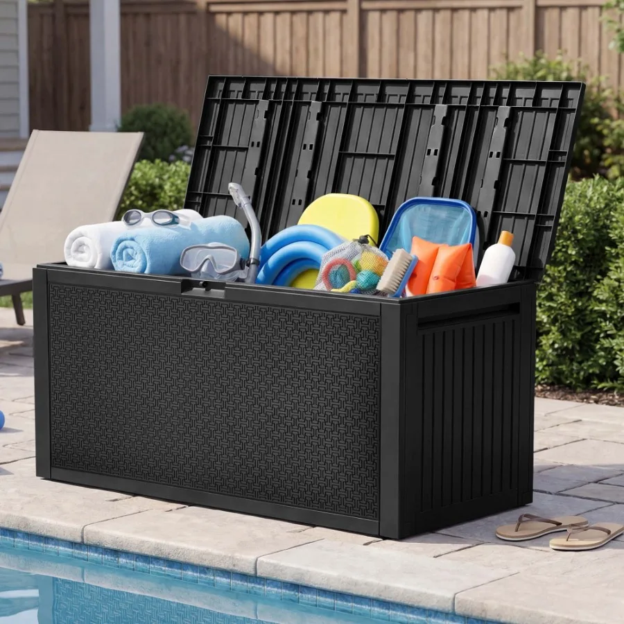 90 Gallon Resin Outdoor Deck Box Waterproof UV Resistant Lockable Storage Box with Handles Black
90 Gallon Resin Outdoor Deck Box Waterproof UV Resistant Lockable Storage Box with Handles Black