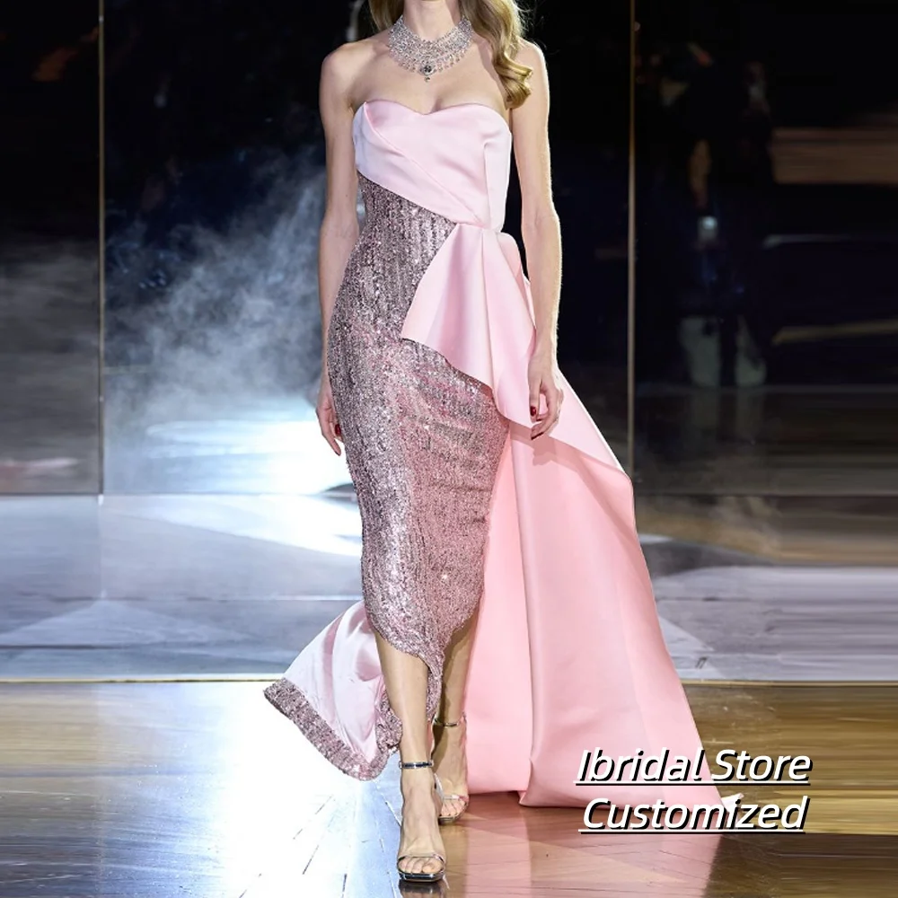 Customized Glitter Sequined Evening Dresses Train Straight Prom Dress for Women Pleated Arabic Dubai High Quality Gown
Customized Glitter Sequined Evening Dresses Train Straight Prom Dress for Women Pleated Arabic Dubai High Quality Gown