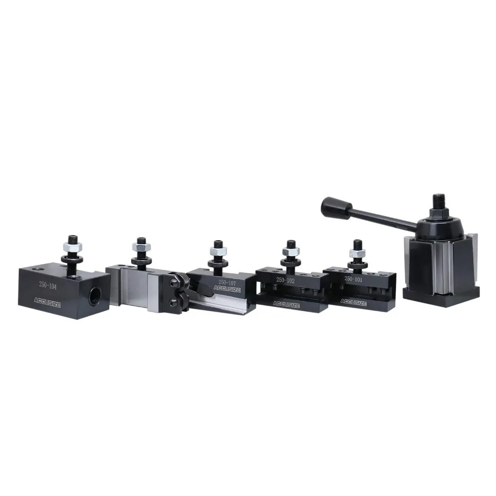 AXA 6 Pc Wedge Type Quick Change Tool Post Set, for Lathe Swing 6-12 Inches Includes 5 Tool Holders
AXA 6 Pc Wedge Type Quick Change Tool Post Set, for Lathe Swing 6-12 Inches Includes 5 Tool Holders