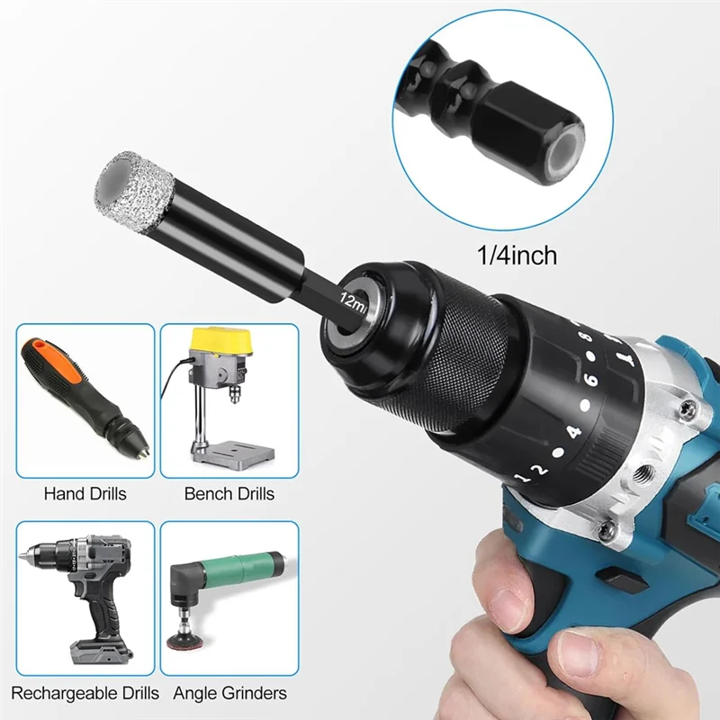 Diamond Drill Bits Set, 12Pcs Dry Diamond Hole Saw With Quick Change Drill Bit Holder,For Porcelain Tile Glass -B61B
Diamond Drill Bits Set, 12Pcs Dry Diamond Hole Saw With Quick Change Drill Bit Holder,For Porcelain Tile Glass -B61B