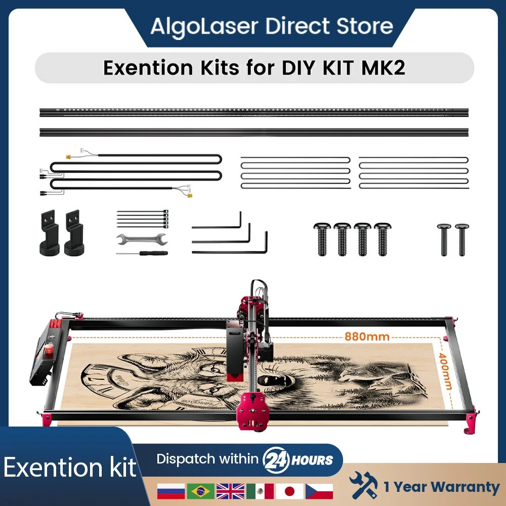 2025 AlgoLaser Laser Engraving Machine Y-axis Extension Kit Expand to 400x850mm DIY Kit MK2 10W Laser Engraver Upgrade kit
2025 AlgoLaser Laser Engraving Machine Y-axis Extension Kit Expand to 400x850mm DIY Kit MK2 10W Laser Engraver Upgrade kit
