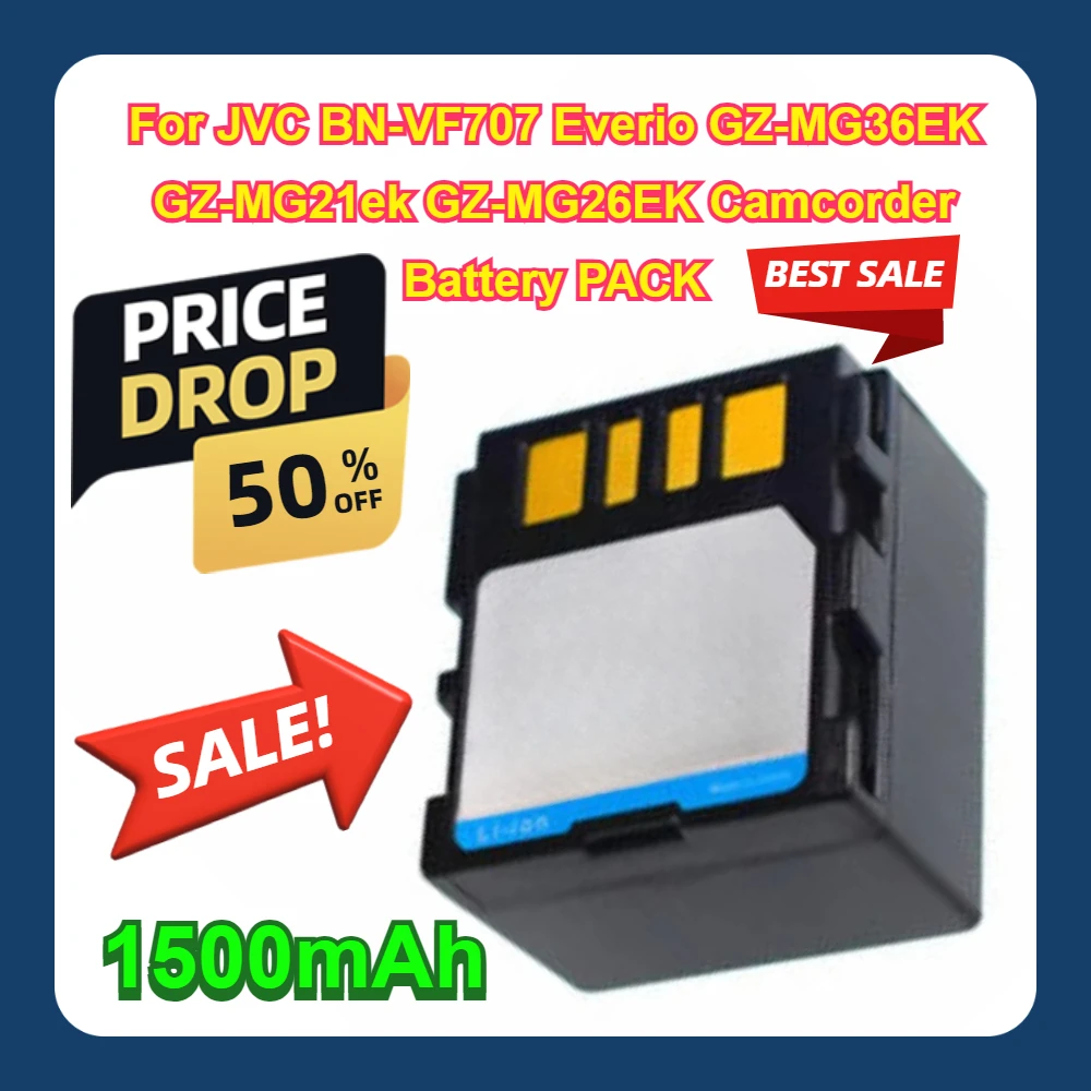 1500mAh For JVC BN-VF707 Everio GZ-MG36EK GZ-MG21ek GZ-MG26EK Camcorder Battery PACK
1500mAh For JVC BN-VF707 Everio GZ-MG36EK GZ-MG21ek GZ-MG26EK Camcorder Battery PACK