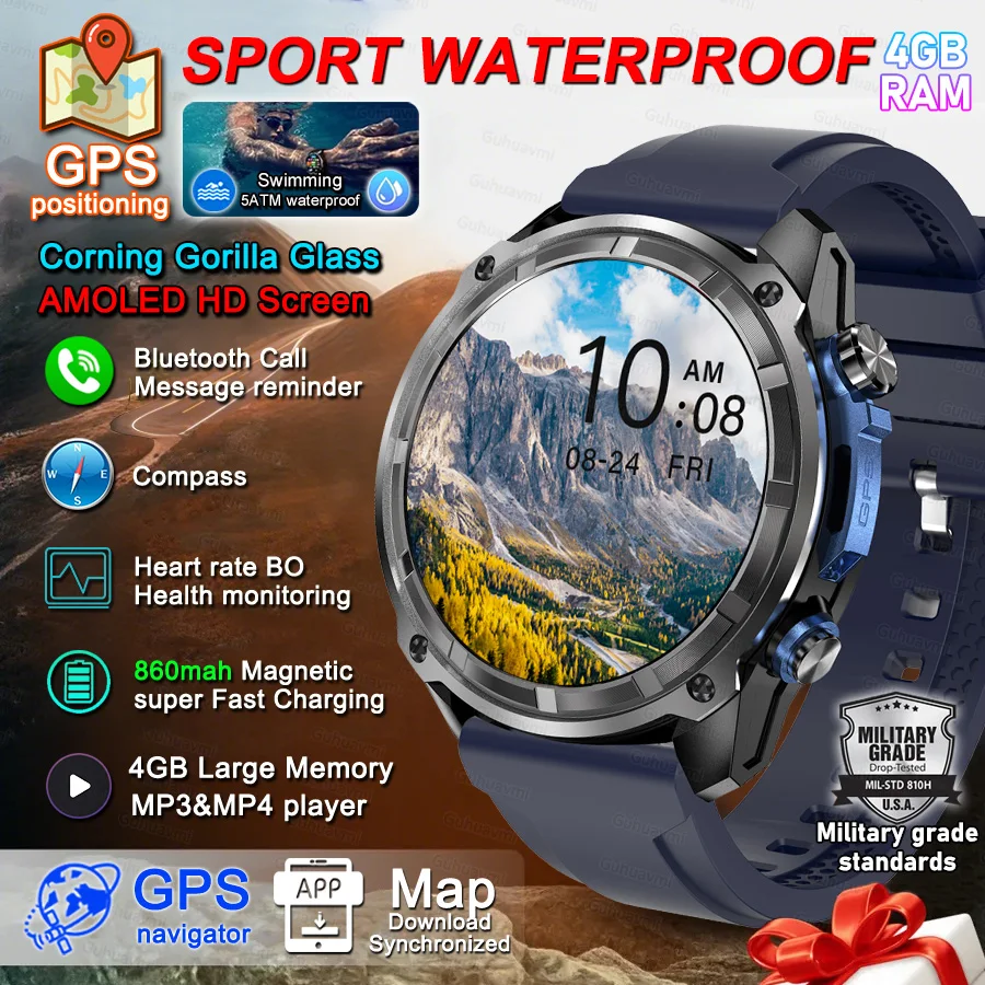Outdoor Sports GPS watch AMOLED 5ATM Waterproof Swim Watches Corning Gorilla Glass 4GB Memory Local music TWS GPS Map Smartwatch
Outdoor Sports GPS watch AMOLED 5ATM Waterproof Swim Watches Corning Gorilla Glass 4GB Memory Local music TWS GPS Map Smartwatch