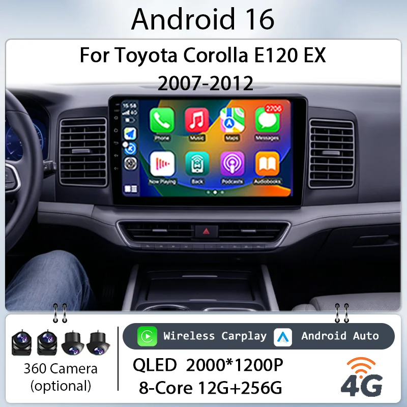 9" for Toyota Corolla E120 EX 2007-2012 Car Stereo Android 16 IPS HD Touch Screen Multimedia Player Wireless CarPlay GPS Navi
9" for Toyota Corolla E120 EX 2007-2012 Car Stereo Android 16 IPS HD Touch Screen Multimedia Player Wireless CarPlay GPS Navi