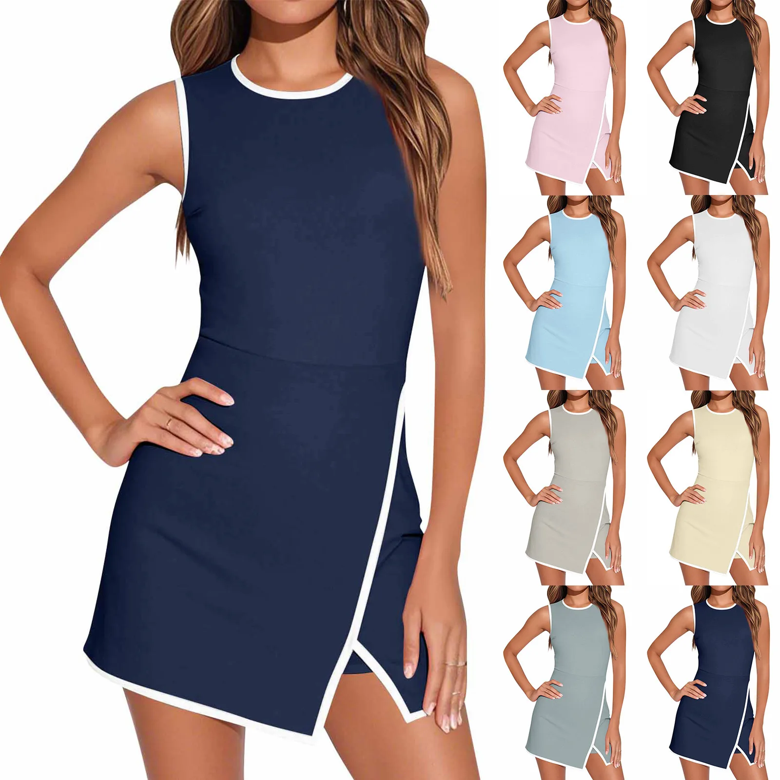 Женское теннисное платье, летнее тренировочное платье, спортивный свободный сарафан, спортивные платья без рукавов с разрезом, активные платья со встроенными шортами
Женское теннисное платье, летнее тренировочное платье, спортивный свободный сарафан, спортивные платья без рукавов с разрезом, активные платья со встроенными шортами