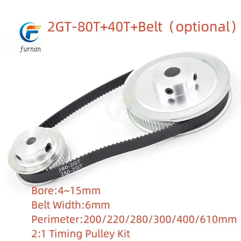 GT2 2M Voron 2GT Timing Belt Pulley Set 3D Printer 40T 80Teeth Reduction Accessories Belt Width 6mm Bore5-15mm Synchronous Gear
GT2 2M Voron 2GT Timing Belt Pulley Set 3D Printer 40T 80Teeth Reduction Accessories Belt Width 6mm Bore5-15mm Synchronous Gear