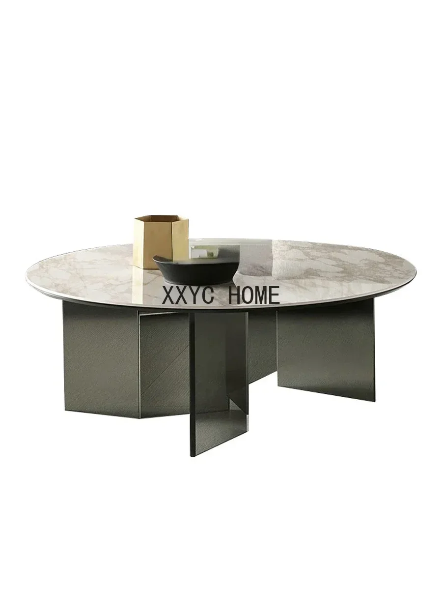 Tempered Glass Coffee Table Gray Black Stainless Steel Marble round Tea Table Modern
Tempered Glass Coffee Table Gray Black Stainless Steel Marble round Tea Table Modern