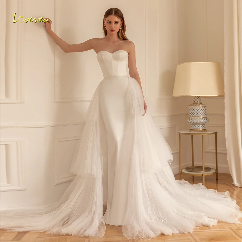 Loverxu Русалка Матовые атласные свадебные платья без бретелек Vestido De Novia со съемным шлейфом Элегантное сексуальное свадебное платье на заказ
Loverxu Русалка Матовые атласные свадебные платья без бретелек Vestido De Novia со съемным шлейфом Элегантное сексуальное свадебное платье на заказ