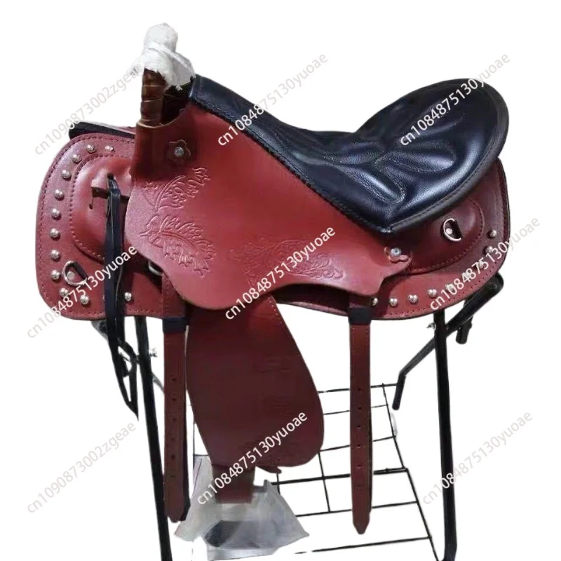 Comfortable horse saddle for trail riding and roping with deep padded seat and secure fit Western genuine leather
Comfortable horse saddle for trail riding and roping with deep padded seat and secure fit Western genuine leather