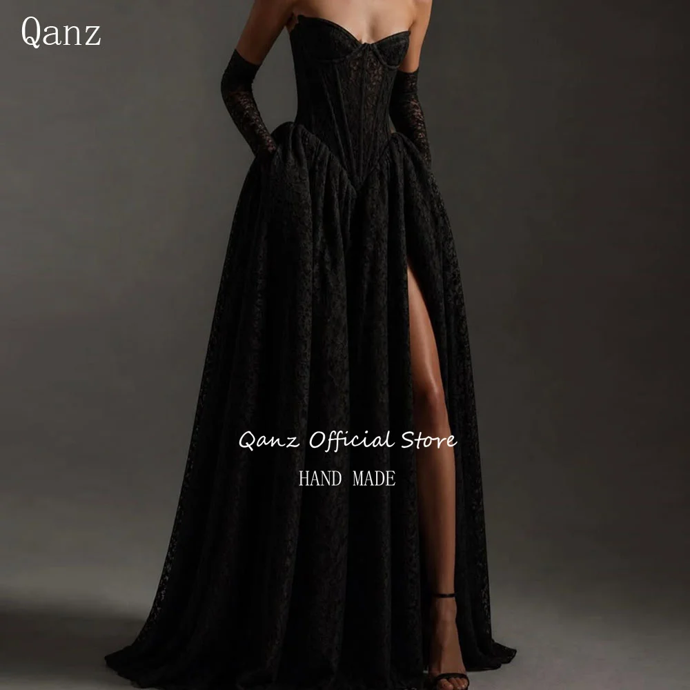 Qanz Black Lace Appliques Evening Dresses High Slit Long A Line Formal Occasion Woman Sweetheart Robe De Soirée Customized
Qanz Black Lace Appliques Evening Dresses High Slit Long A Line Formal Occasion Woman Sweetheart Robe De Soirée Customized