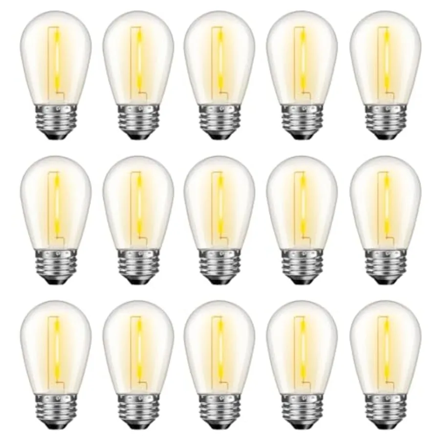 LED S14 Replacement Light Bulbs for Outdoor String Lights, 1W Shatterproof Edison Light Bulbs for Outside Patio Garden, E26 Sta
LED S14 Replacement Light Bulbs for Outdoor String Lights, 1W Shatterproof Edison Light Bulbs for Outside Patio Garden, E26 Sta