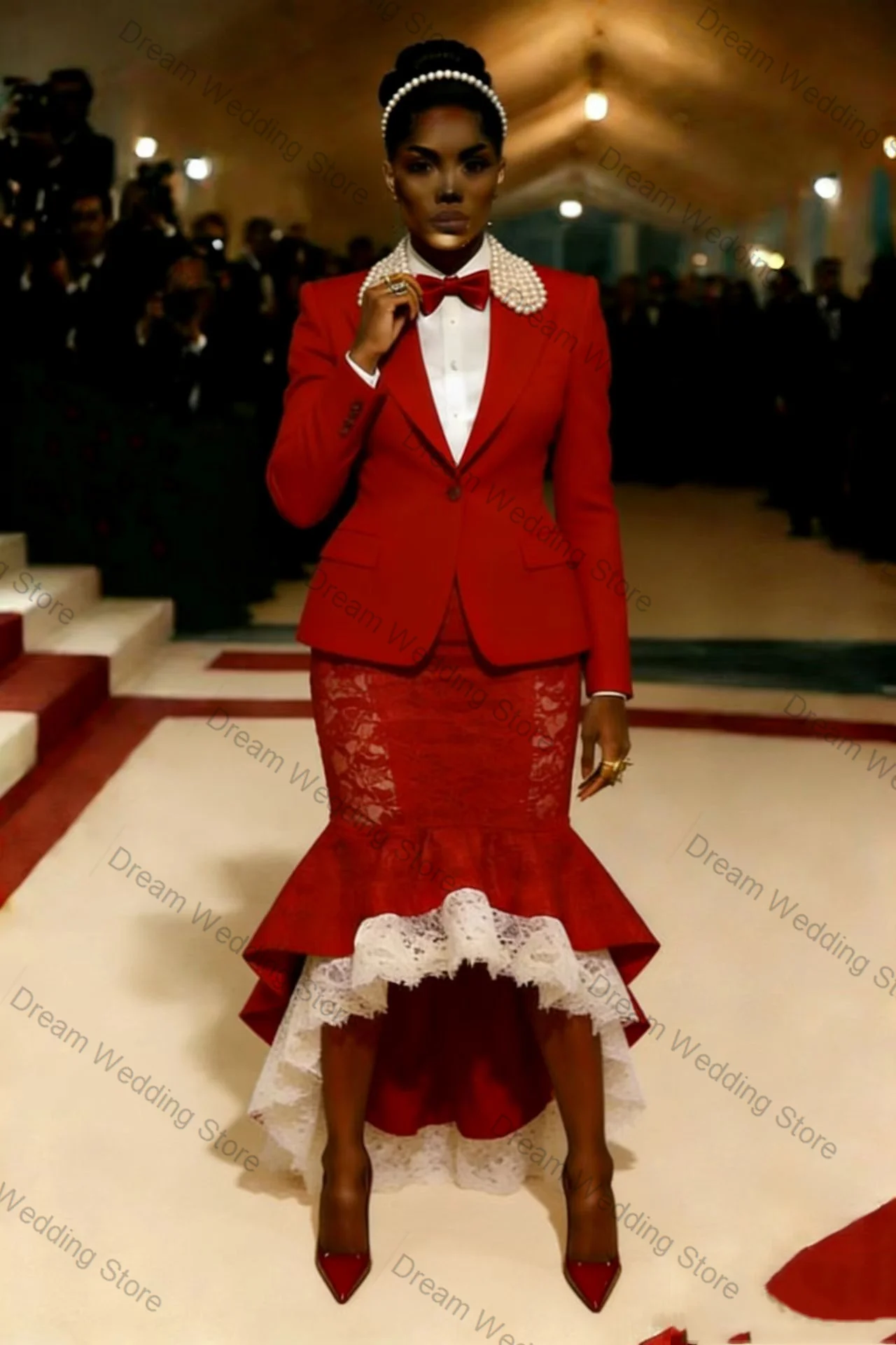 Red White Lace Women Suit Skirt Set 2 Pcs Blazer+Prom Dress Cotton Formal Office Lady Jacket Customized Wedding Guest Coat
Red White Lace Women Suit Skirt Set 2 Pcs Blazer+Prom Dress Cotton Formal Office Lady Jacket Customized Wedding Guest Coat