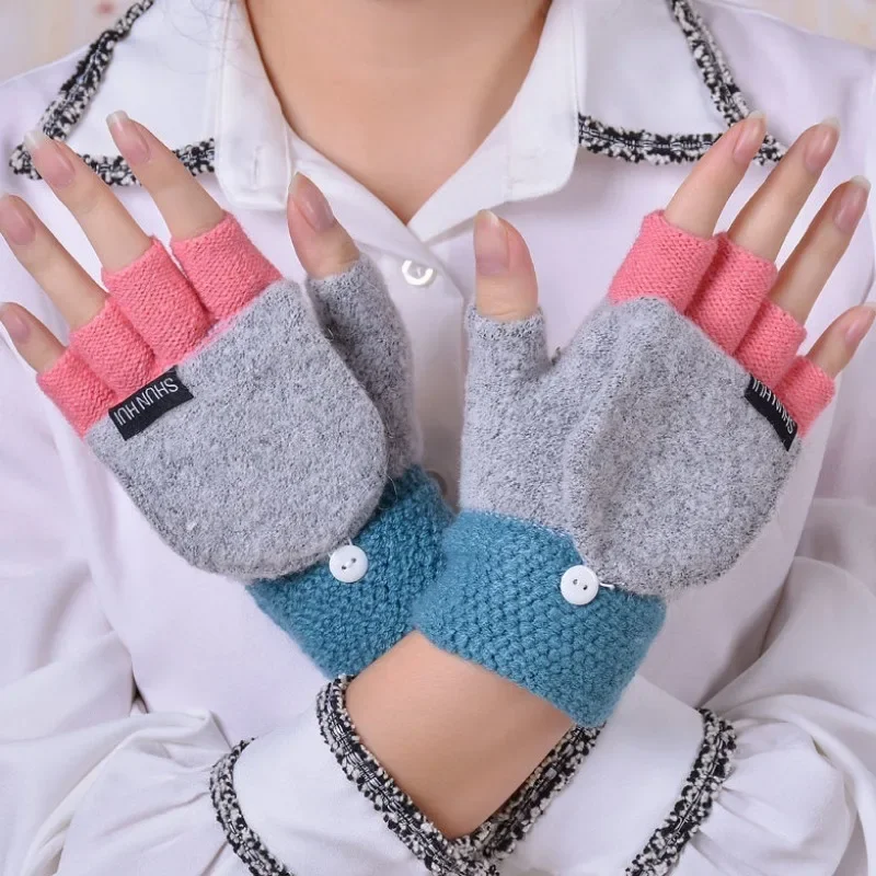 Winter Thicken Warm Fingerless Gloves Women Knitting Wool Flip Half Finger Gloves Fashion Color Matching Touchscreen Mittens
Winter Thicken Warm Fingerless Gloves Women Knitting Wool Flip Half Finger Gloves Fashion Color Matching Touchscreen Mittens