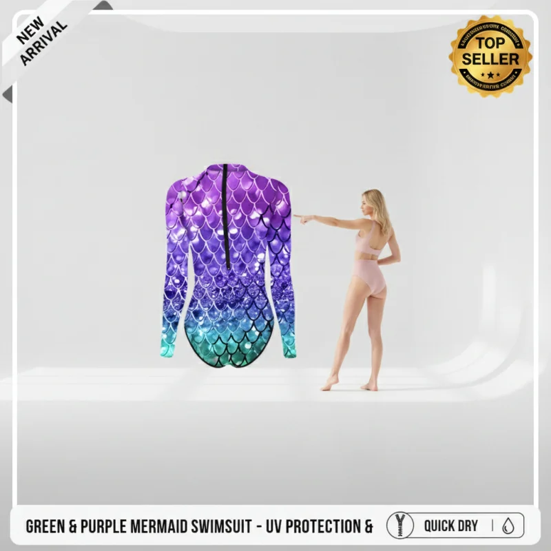 ☆YunCos Women's Long Sleeve One-piece Zipper Mermaid Print Fish Scale Green Purple Swimsuit☆
☆YunCos Women's Long Sleeve One-piece Zipper Mermaid Print Fish Scale Green Purple Swimsuit☆