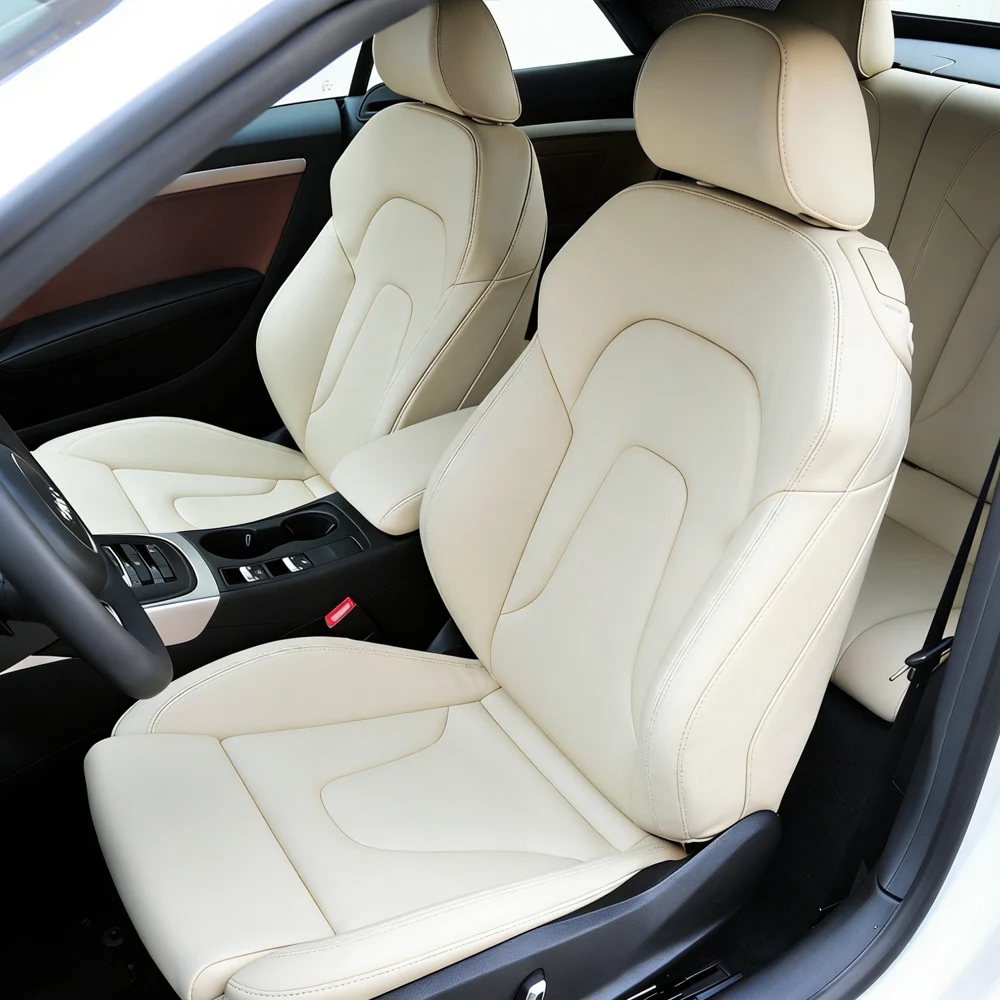 Специальные чехлы для сидений автомобиля Audi A5 Cabriolet 2010-2013 из искусственной кожи, защитные накладки, полностью закрывающие сиденья.
Специальные чехлы для сидений автомобиля Audi A5 Cabriolet 2010-2013 из искусственной кожи, защитные накладки, полностью закрывающие сиденья.
