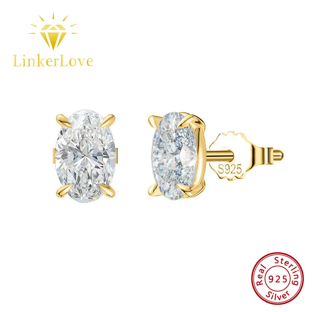 LinkerLove S925 Silver 1/2/3CT Oval Cut Moissanite Stud Earrings Gold Plated Diamond Earrings for Women Hypoallergenic Jewelry
LinkerLove S925 Silver 1/2/3CT Oval Cut Moissanite Stud Earrings Gold Plated Diamond Earrings for Women Hypoallergenic Jewelry