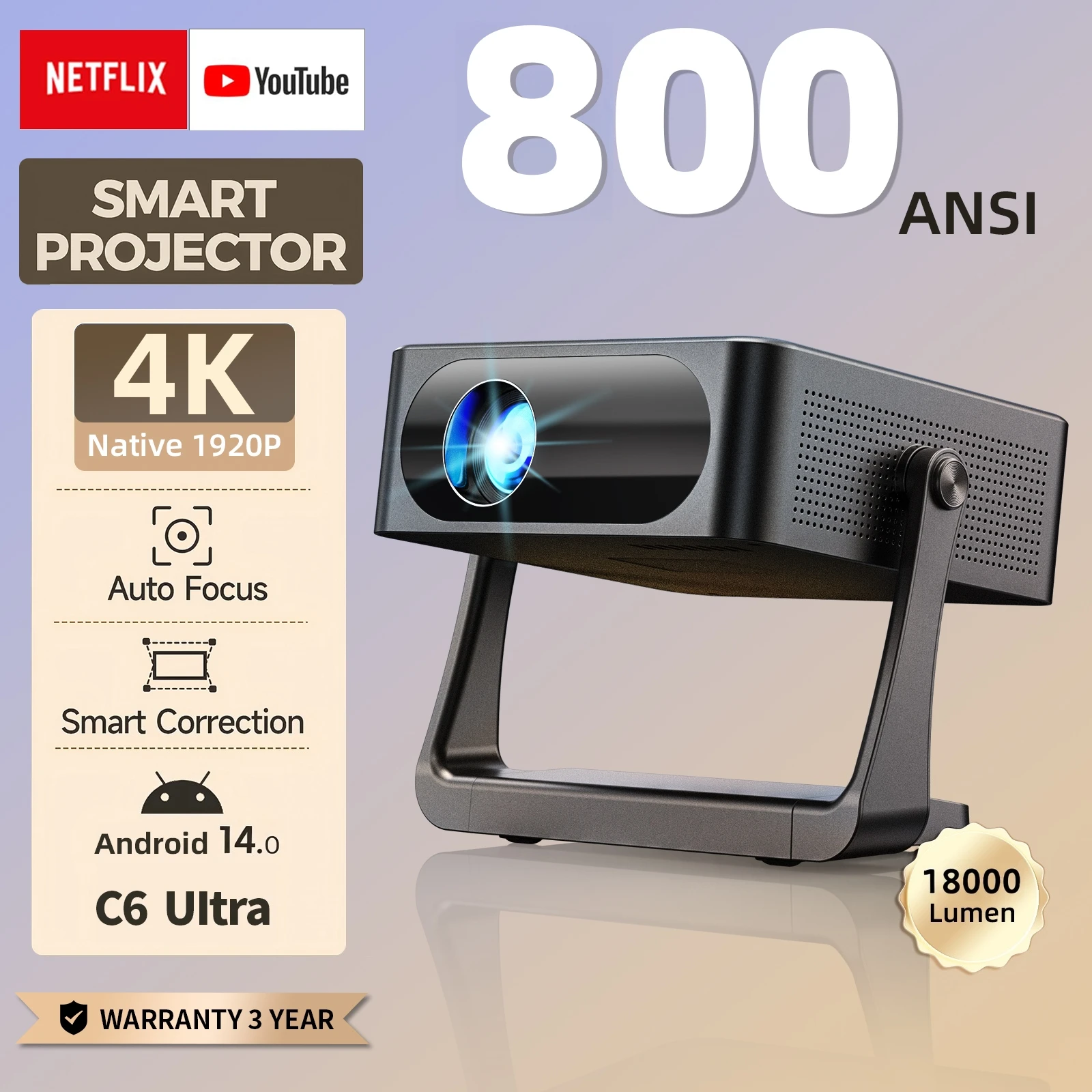 Fintex C6 Ultra Projector 4K FullHD 18000Lumen 1080P HDR10 Proyector 800 ANSI AndroidTV14.0 ASA3.0 AutoFocus Portable Projectors
Fintex C6 Ultra Projector 4K FullHD 18000Lumen 1080P HDR10 Proyector 800 ANSI AndroidTV14.0 ASA3.0 AutoFocus Portable Projectors