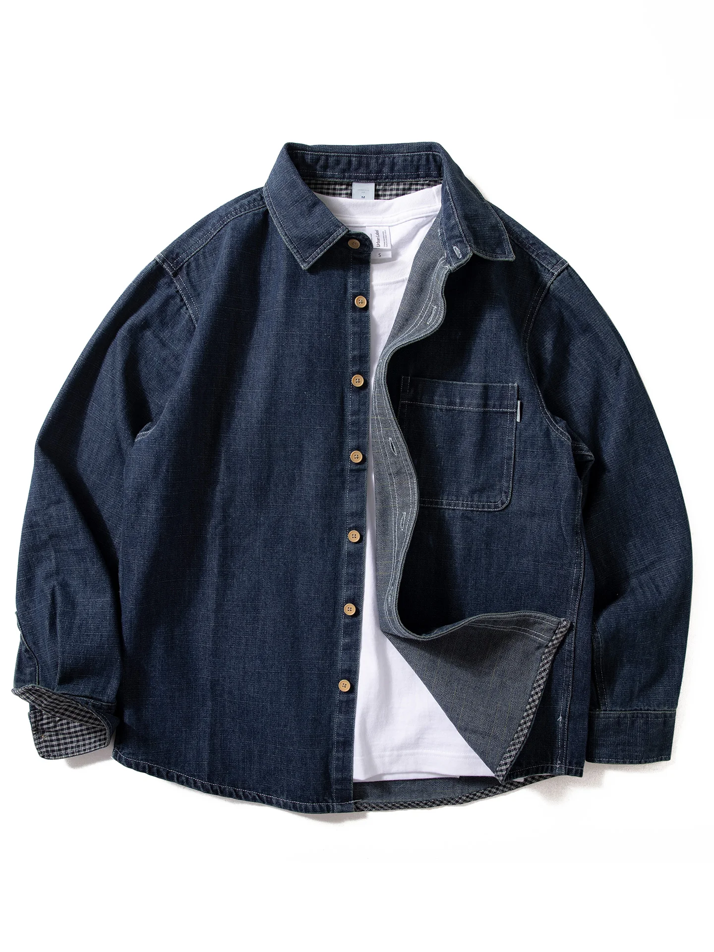 Deep Blue Denim irt Men's Spring Autumn New Sle Trendy Collar Workwear irt Jaet Enbi Simcotton Loose Fit Splice Color...
Deep Blue Denim irt Men's Spring Autumn New Sle Trendy Collar Workwear irt Jaet Enbi Simcotton Loose Fit Splice Color...