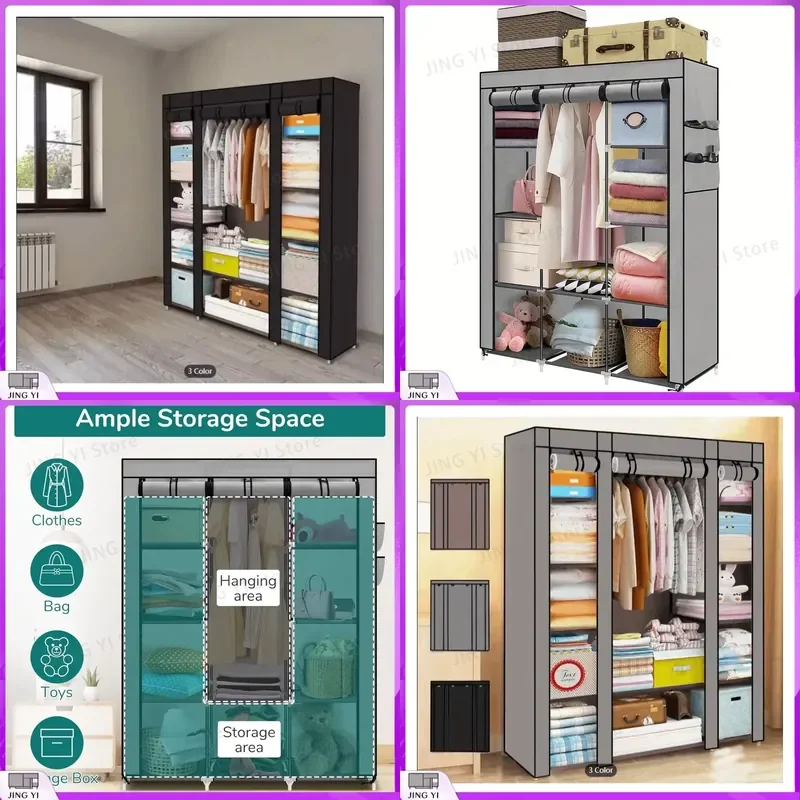 Portable Canvas Wardrobe for Bedroom Clothes Storage with 6 Shelves Hanging Rod Grey Foldable Closet Organizer Easy Assembly
Portable Canvas Wardrobe for Bedroom Clothes Storage with 6 Shelves Hanging Rod Grey Foldable Closet Organizer Easy Assembly