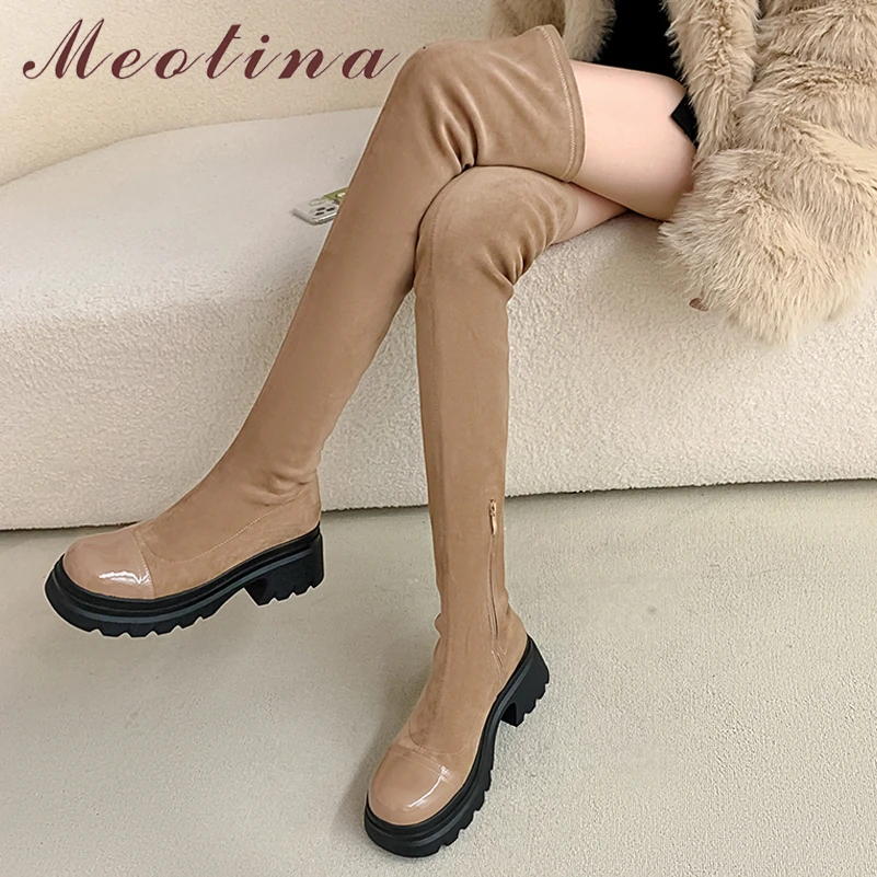 Meotina Women Genuine Leather Thigh High Boots Round Toe Platform Thick High Heel Zipper Ladies Long Boot Autumn Winter Shoes
Meotina Women Genuine Leather Thigh High Boots Round Toe Platform Thick High Heel Zipper Ladies Long Boot Autumn Winter Shoes