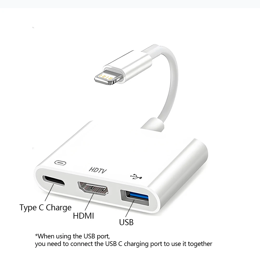 For Lightning to HDMI Adapter 3 in 1 HDMI Splitter Cable 1080P With Charging USB Camera For iPhone 14 13 12 11 8 7 Pro Max
For Lightning to HDMI Adapter 3 in 1 HDMI Splitter Cable 1080P With Charging USB Camera For iPhone 14 13 12 11 8 7 Pro Max