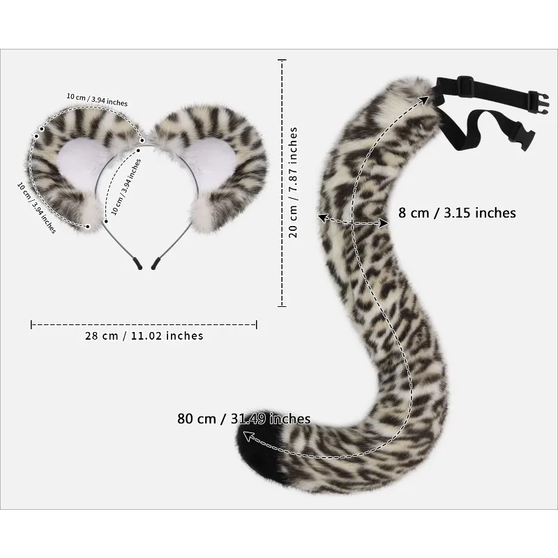 Halloween Animal Tail Headwear Set Makeup Ball Snow Leopard Beast Ear Hair Hoop Beast Tail Set Party Role Play
Halloween Animal Tail Headwear Set Makeup Ball Snow Leopard Beast Ear Hair Hoop Beast Tail Set Party Role Play