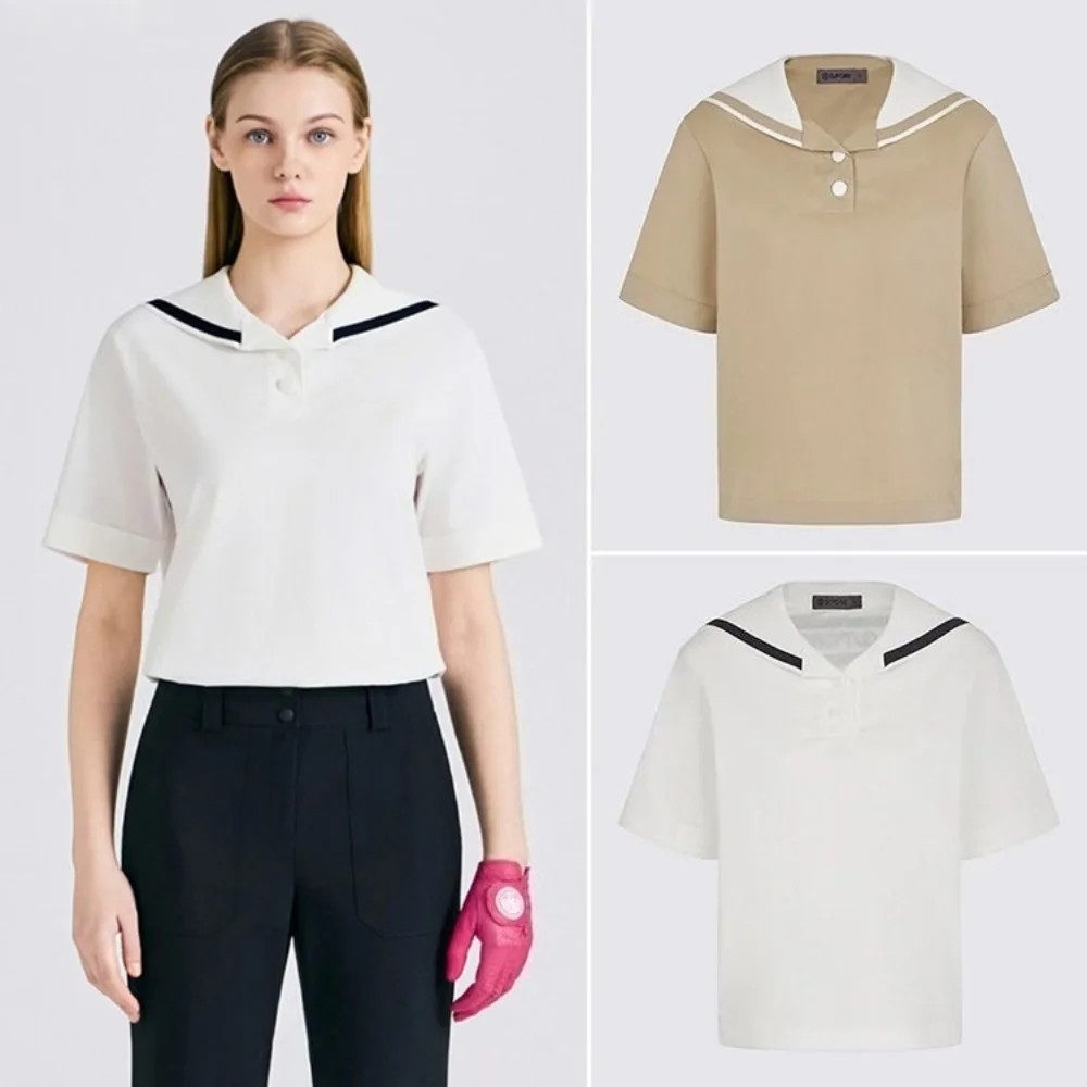 2026 Casual Korean Women's Golf Short Sleeve Top Sailor Collar Color-Blocked for Summer Sports Versatile Stylish Athletic Wear
2026 Casual Korean Women's Golf Short Sleeve Top Sailor Collar Color-Blocked for Summer Sports Versatile Stylish Athletic Wear