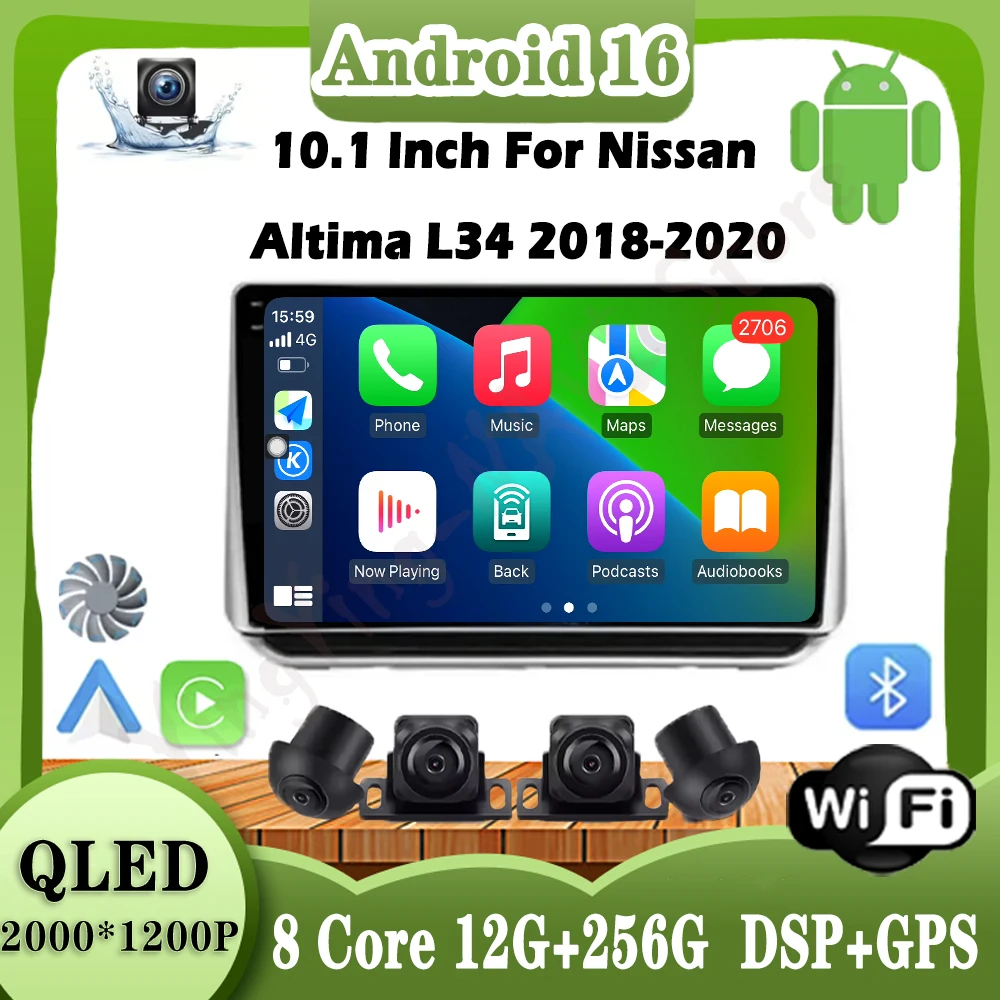 10,1 лч для Nissan Altima L34 2018-2020 Android 16, автомобильный радиоприемник Carplay, авто мультимедийный видеоплеер, стерео QLED экран 4G
10,1 лч для Nissan Altima L34 2018-2020 Android 16, автомобильный радиоприемник Carplay, авто мультимедийный видеоплеер, стерео QLED экран 4G