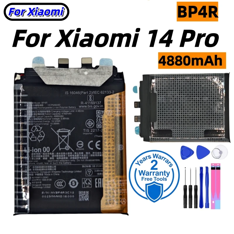 Fast Shipping High Quality BP4R 4880mAh Battery For Xiaomi 14 Pro 14Pro Phone Replacement Batteries With Free Tools
Fast Shipping High Quality BP4R 4880mAh Battery For Xiaomi 14 Pro 14Pro Phone Replacement Batteries With Free Tools