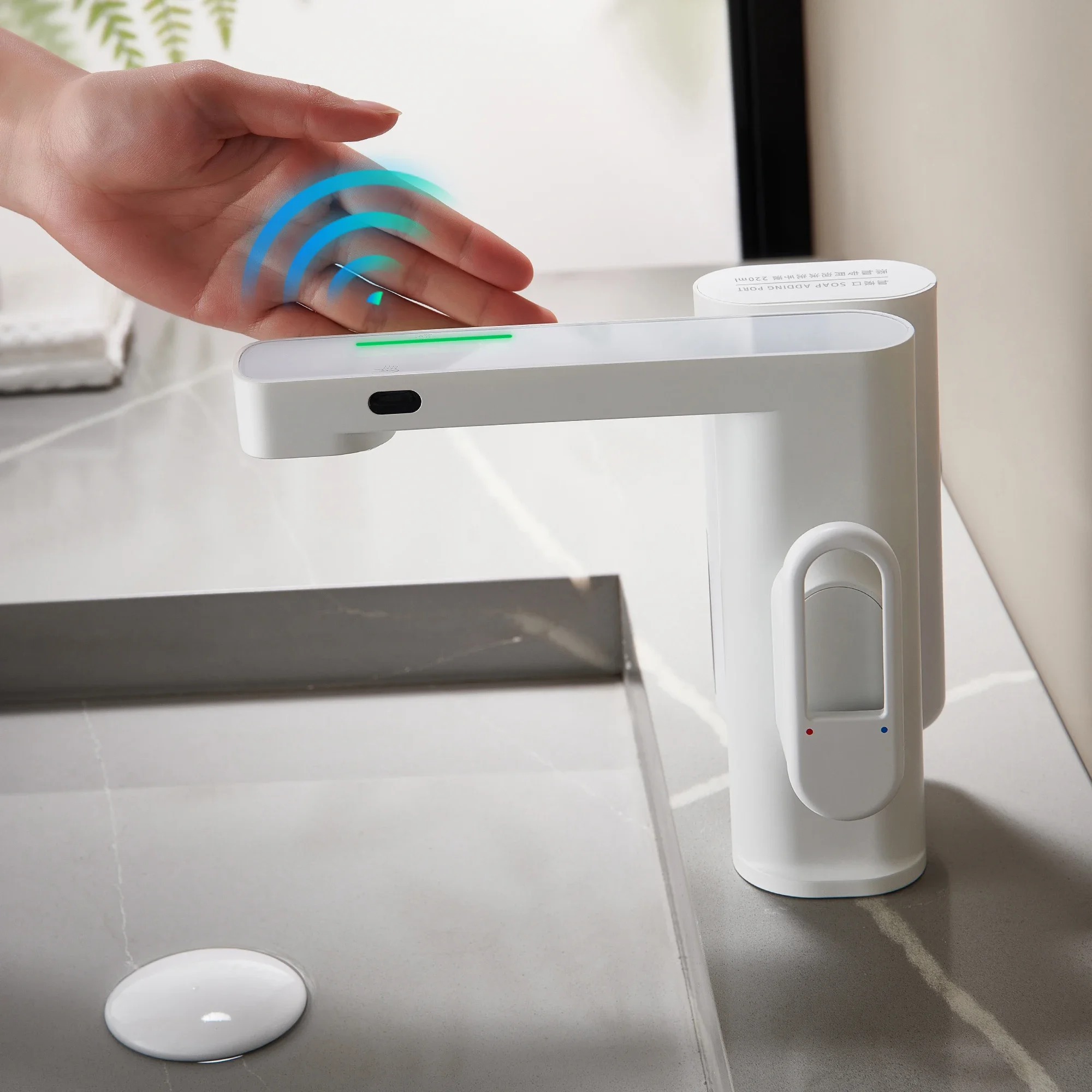 2 in 1 Light Emitting Diode Digital Touchless Bathroom Faucet Automatic Infrared Sensor Brass Mixer Smart Basin Faucet with Liqu
2 in 1 Light Emitting Diode Digital Touchless Bathroom Faucet Automatic Infrared Sensor Brass Mixer Smart Basin Faucet with Liqu