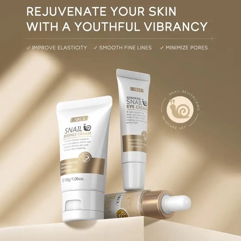 1set Snail Serum Essence Anti-aging Women Firming Tightening Repairing Cream Moisturizing Eye Cream Face Serum Skin Care Set
1set Snail Serum Essence Anti-aging Women Firming Tightening Repairing Cream Moisturizing Eye Cream Face Serum Skin Care Set