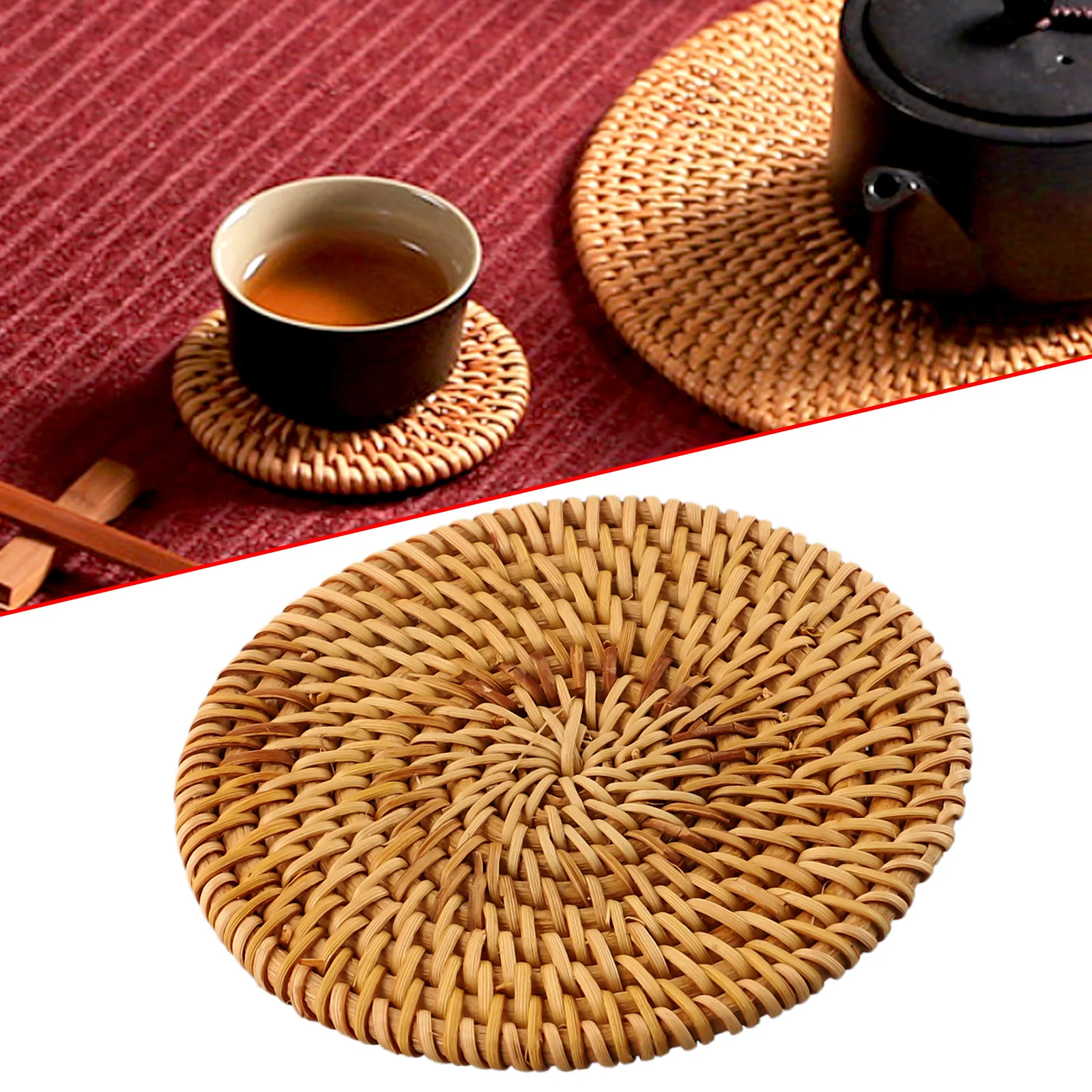 1PCS 10CM Placemats Round Handmade Insulation Kitchen Rattan Coasters Bowl Pad Natural Cup Mat Kitchen Decoration Accessories
1PCS 10CM Placemats Round Handmade Insulation Kitchen Rattan Coasters Bowl Pad Natural Cup Mat Kitchen Decoration Accessories