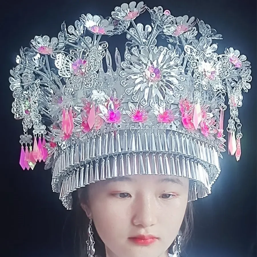 4 Colors Miao Silver Hat Minority Nationality Headdress For Adults Vintage Dance Headwear Ornaments Beautiful
4 Colors Miao Silver Hat Minority Nationality Headdress For Adults Vintage Dance Headwear Ornaments Beautiful