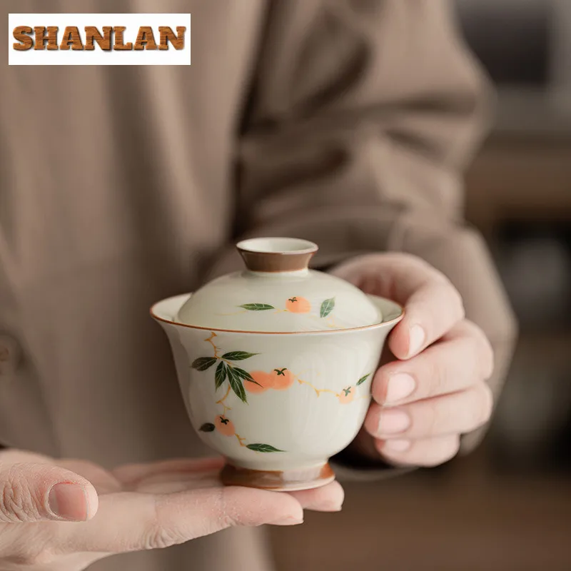 110 мл антикварная чайная чаша с ручной росписью Persimmon and Ruyi Gaiwan, чайная чаша с крышкой, комплект чайника, крышка, чаша, китайский чайный сервиз, подарок
110 мл антикварная чайная чаша с ручной росписью Persimmon and Ruyi Gaiwan, чайная чаша с крышкой, комплект чайника, крышка, чаша, китайский чайный сервиз, подарок