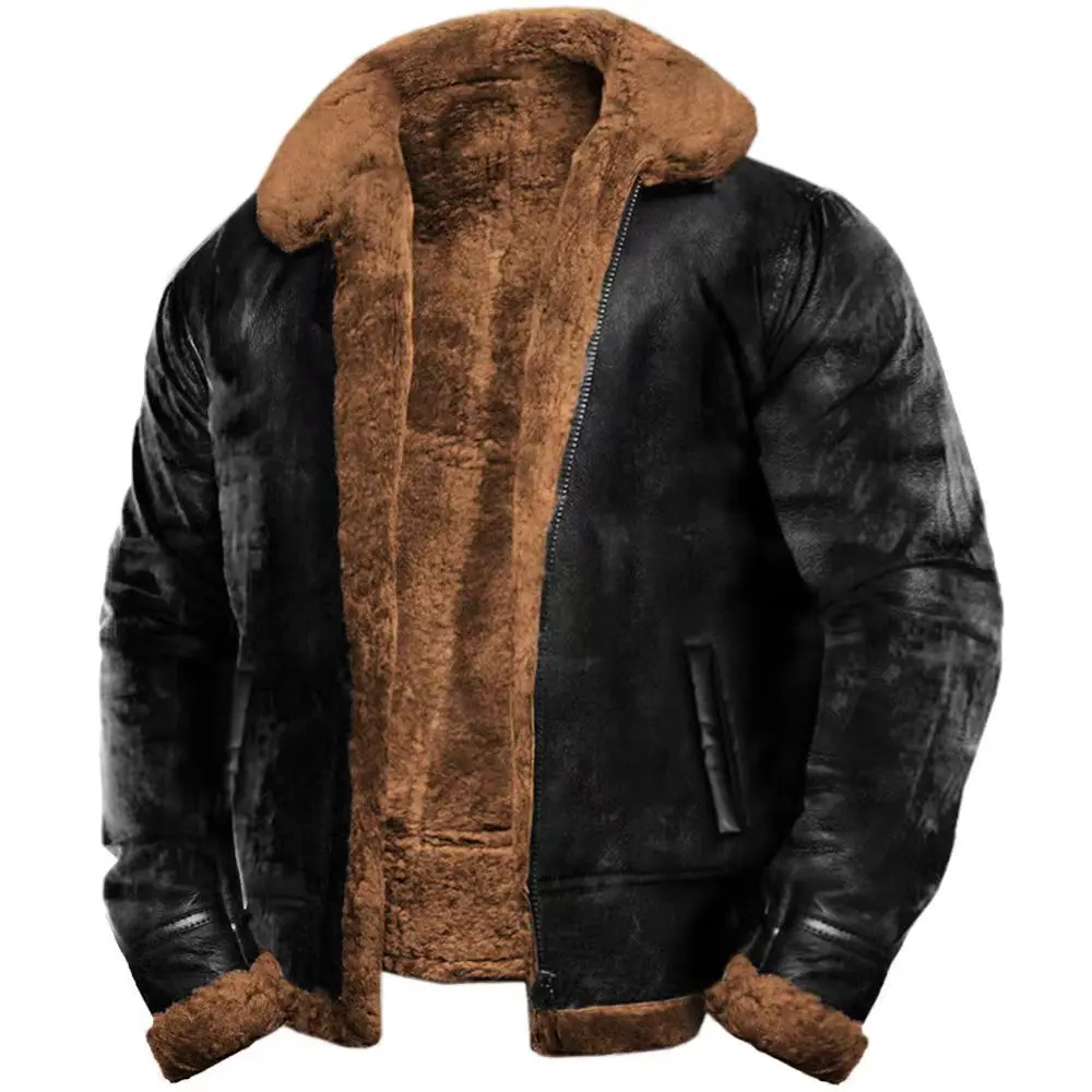 Vintage Men's Faux Fur Coat Fur Collar Heavyweight Winter Faux Fur Leather Jacket North America Style Synthetic Leather Jacket
Vintage Men's Faux Fur Coat Fur Collar Heavyweight Winter Faux Fur Leather Jacket North America Style Synthetic Leather Jacket