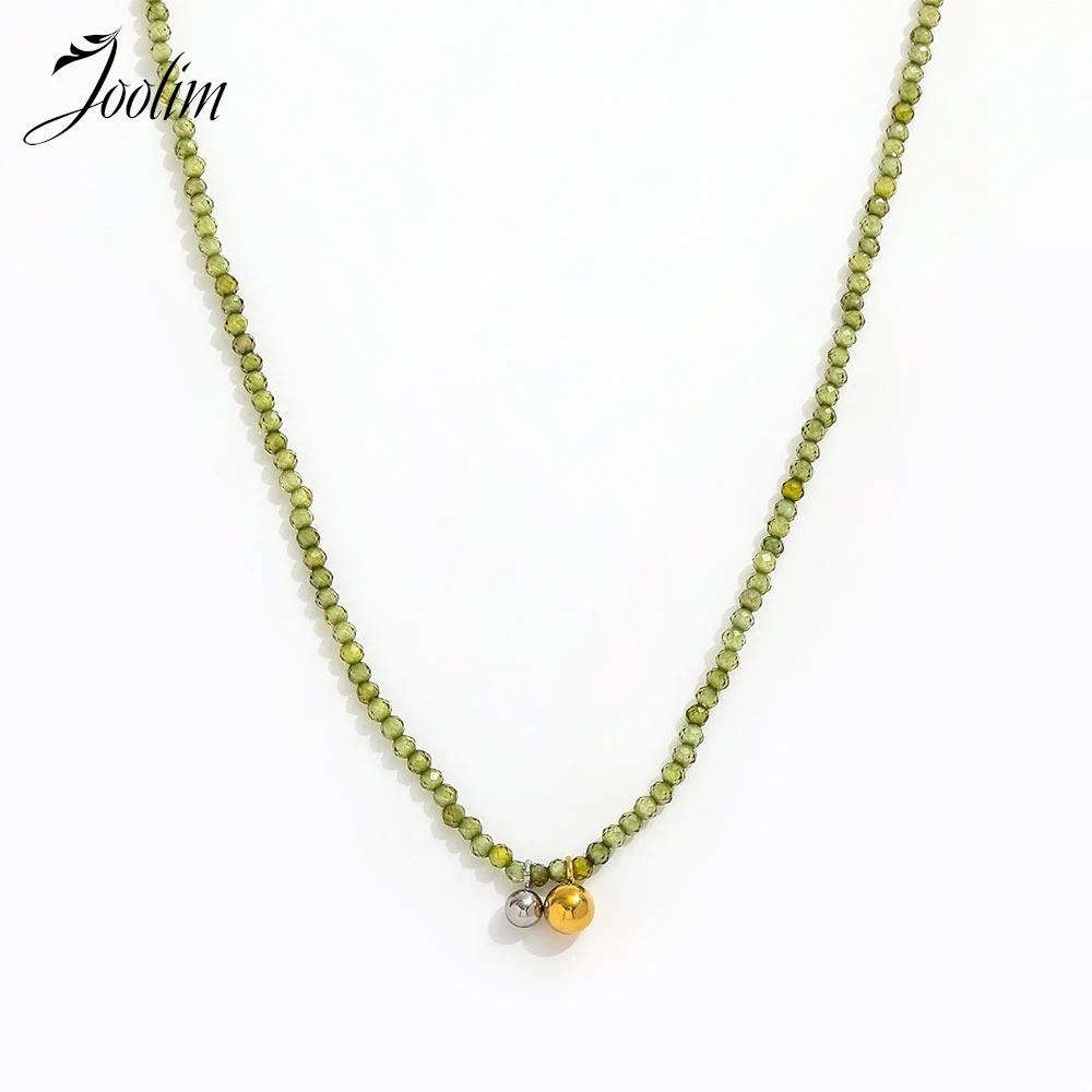 Joolim Jewelry Wholesale Fashion Olive Green Beaded Handmade Zirconia Two-tone Bell Pendant Stainless Steel Necklace for Women
Joolim Jewelry Wholesale Fashion Olive Green Beaded Handmade Zirconia Two-tone Bell Pendant Stainless Steel Necklace for Women