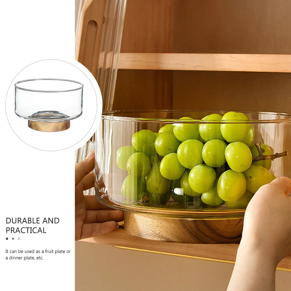 Wooden Base Decorative Fruit Tray 1700ml Clear Glass Food Holder Snack Plate Household Serving Tray Wooden Base Trays 
Wooden Base Decorative Fruit Tray 1700ml Clear Glass Food Holder Snack Plate Household Serving Tray Wooden Base Trays
