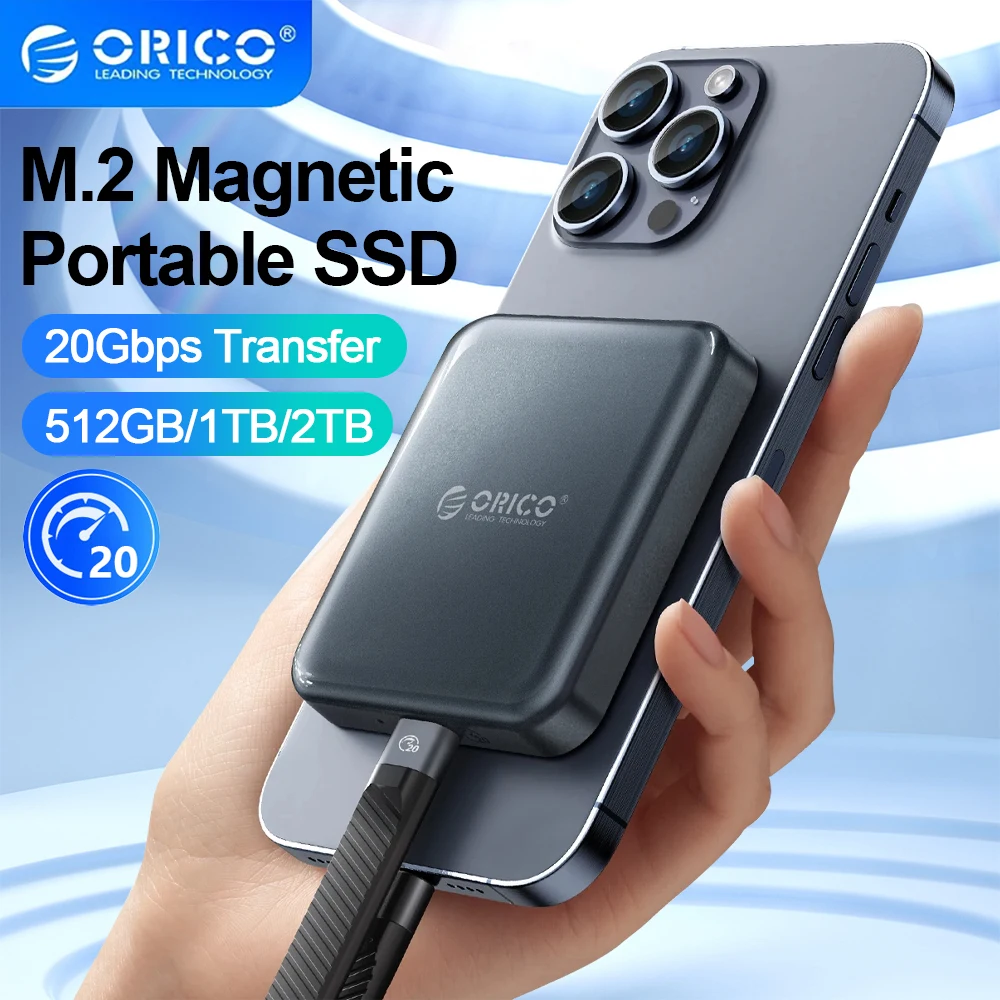 ORICO Magnetic Portable SSD USB3.2 20Gbps Type-C External Solid State Drive for IPhone 15 Pro Series Laptop PC Data Backup 1T/2T
ORICO Magnetic Portable SSD USB3.2 20Gbps Type-C External Solid State Drive for IPhone 15 Pro Series Laptop PC Data Backup 1T/2T