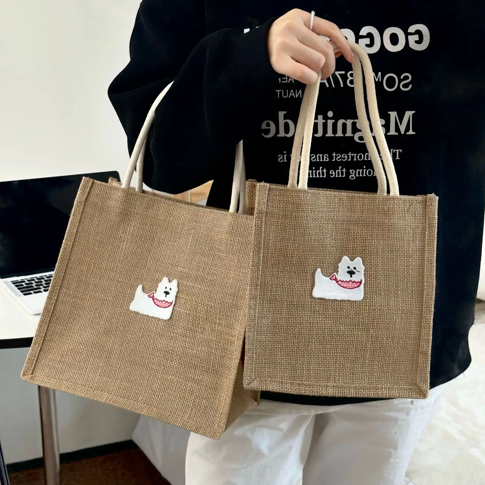Jjute Fabric Handbag Large Capacity Grocery Bag Women Dog Pattern Tote Bag Beach Organizer Portable Eco-Friendly Shopping Bag
Jjute Fabric Handbag Large Capacity Grocery Bag Women Dog Pattern Tote Bag Beach Organizer Portable Eco-Friendly Shopping Bag